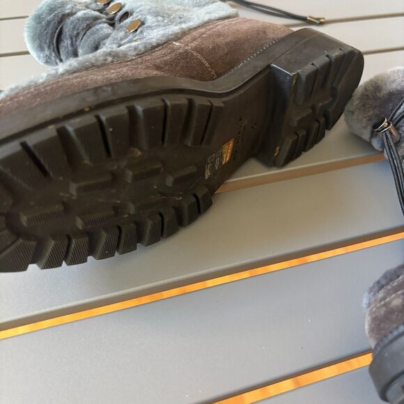 Aquatalia Lorena Winter Snow Boots Womens 6 Gray Suede Shearling Lined Lace-Up - Picture 6 of 10